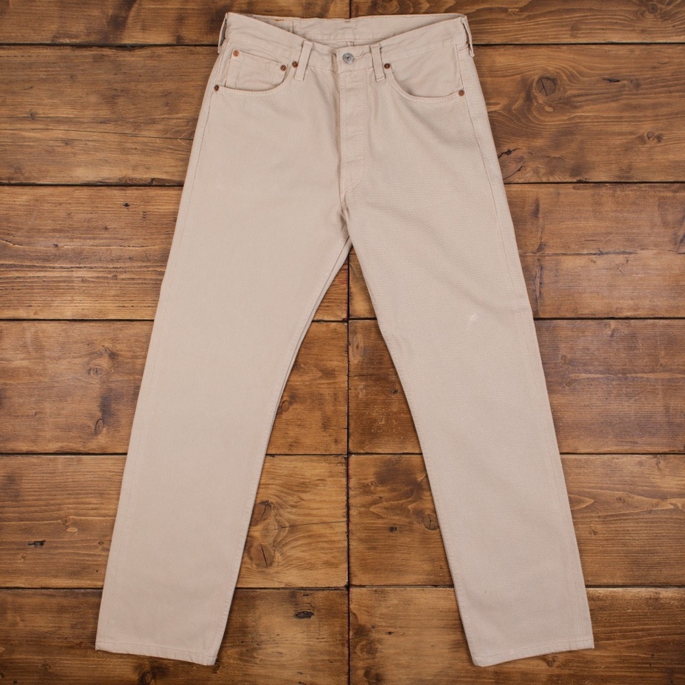Vintage Levis 501 Jeans 32 x 32 Straight Leg
Faded Beige Denim Red Tab